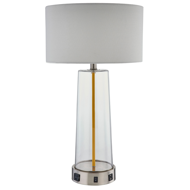 Home2 Hotel Glass Table Lamp مع مفتاح Rocker On/off ، ومنفذ مريح ومنفذ شحن USB في غرفة ضيوف الفندق